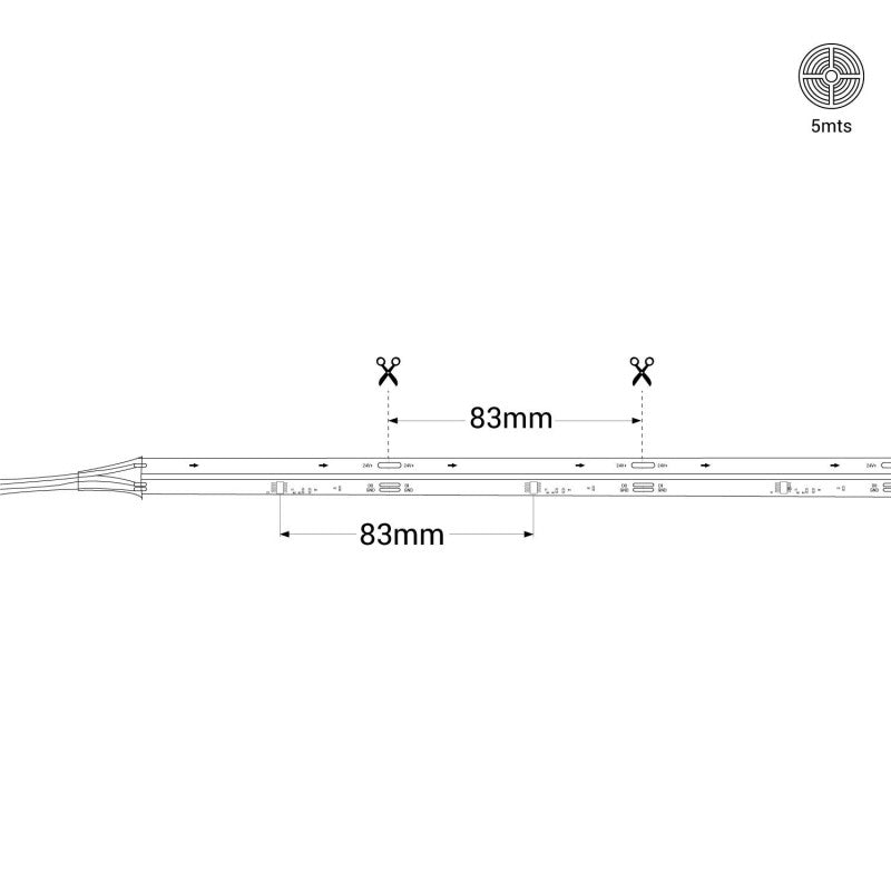 Cinta de LED Digital COB IC 2811 12W/M 24VCC IP20 6.000ºK Rollo 5M