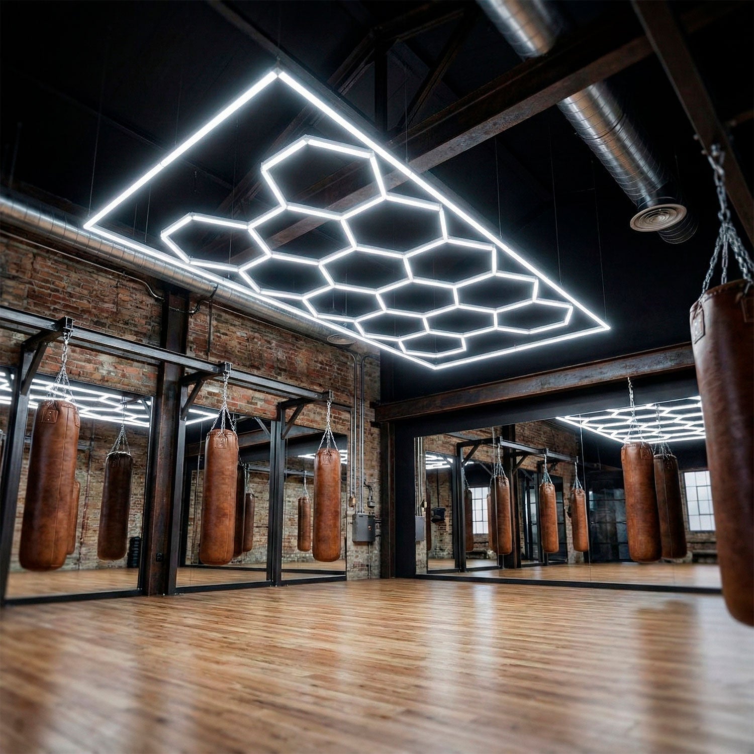 Lámpara LED Hexagonal - 6000K - 14 Hexágonos + Rectángulo 5m