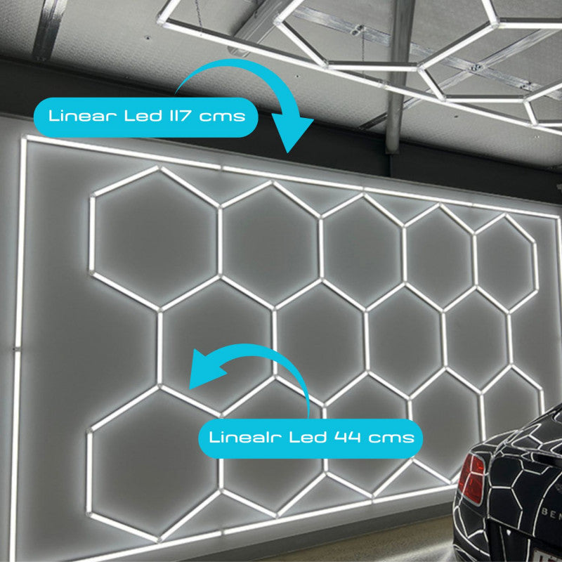 Lámpara LED Hexagonal - 6000K - 14 Hexágonos + Rectángulo 5m