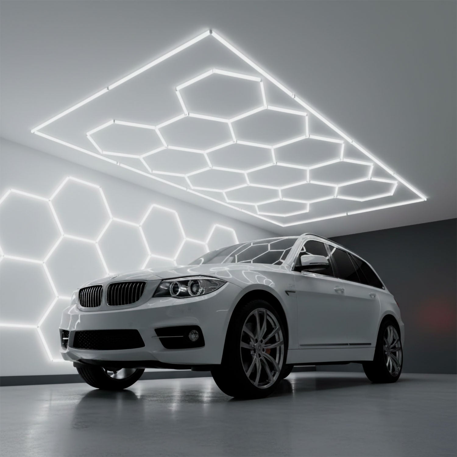Lámpara LED Hexagonal - 6000K - 14 Hexágonos 56cm + Rectángulo 500cm