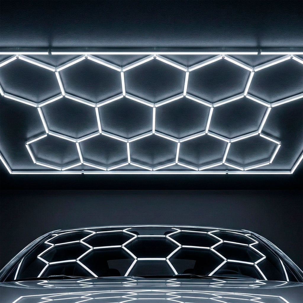 Lámpara LED Hexagonal - 6000K - 14 Hexágonos 56cm + Rectángulo 500cm