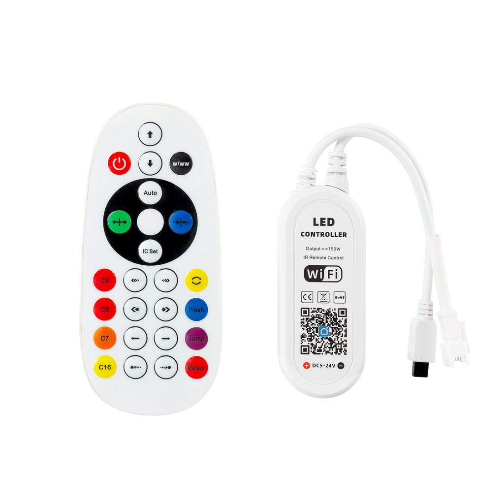 Controlador LED RGB Tuya App + Controle Remoto 12-24VDC IP20