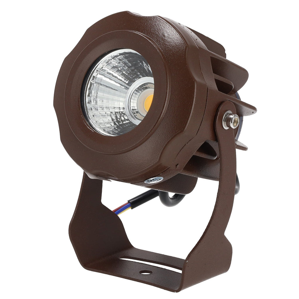 Refletor LED com estaca para jardim, 10W, IP65, 2700K, acabamento marrom.