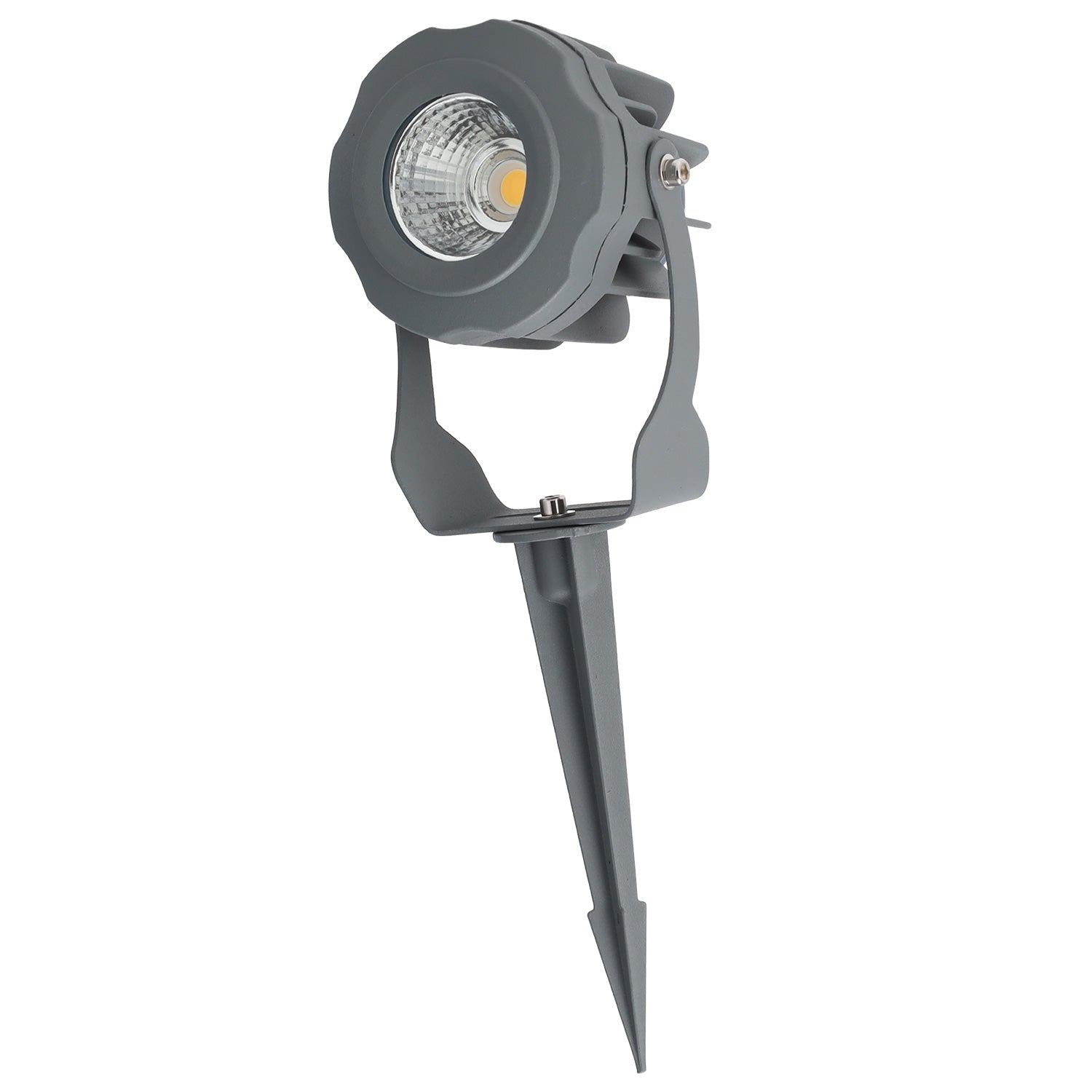 Refletor LED de 10W IP65 2700K com estaca para jardim, acabamento cinza