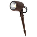 Refletor LED com estaca para jardim, 12W, IP65, 2700K, acabamento marrom.