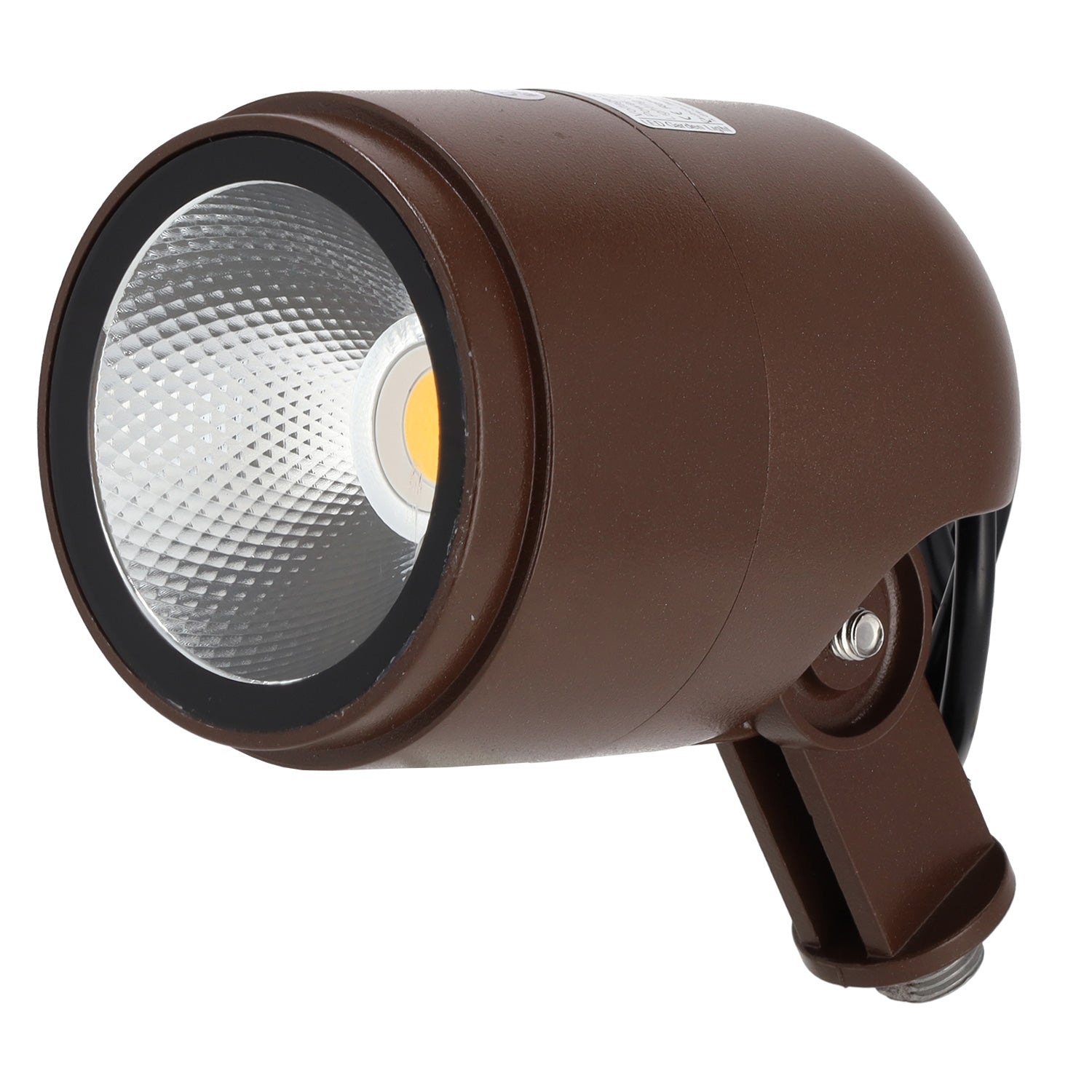 Refletor LED com estaca para jardim, 12W, IP65, 2700K, acabamento marrom.