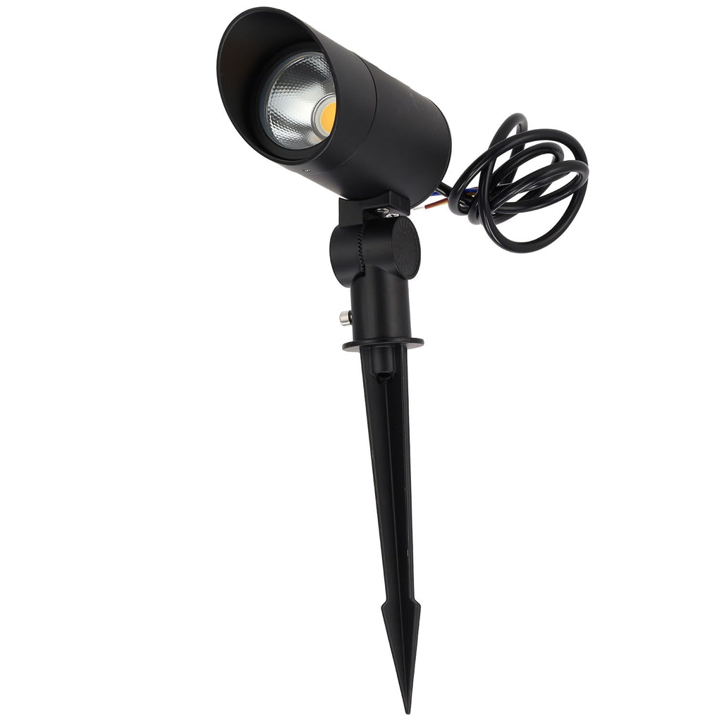 Foco LED com espeto de jardim 18W 60º IP65 3000K Acabamento preto