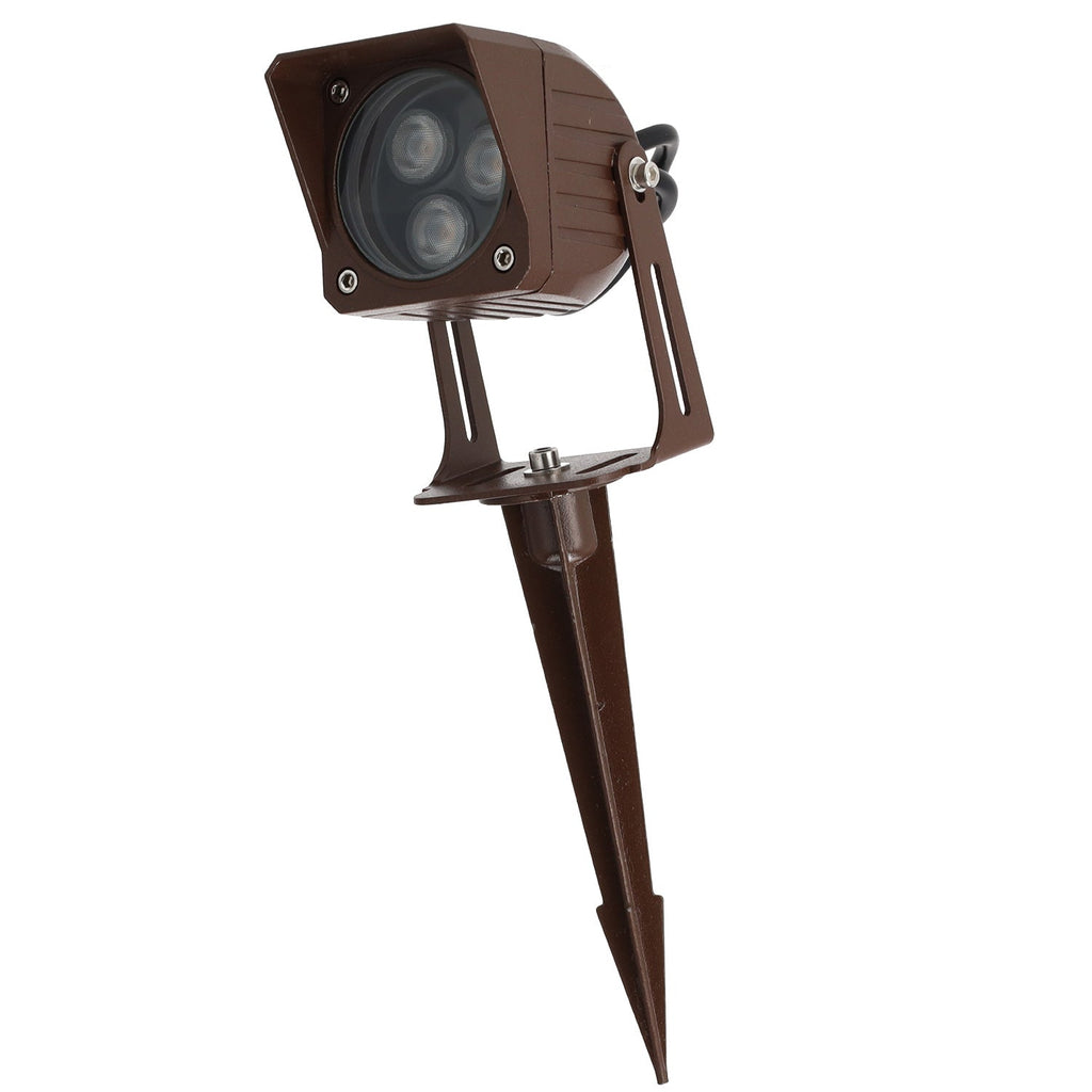 Reflector LED de 3W IP65 2700K con estaca para jardín, acabado marrón