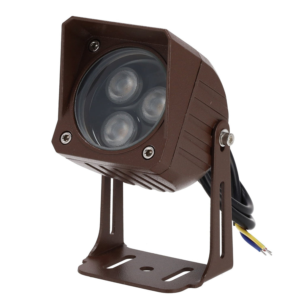 Reflector LED de 3W IP65 2700K con estaca para jardín, acabado marrón
