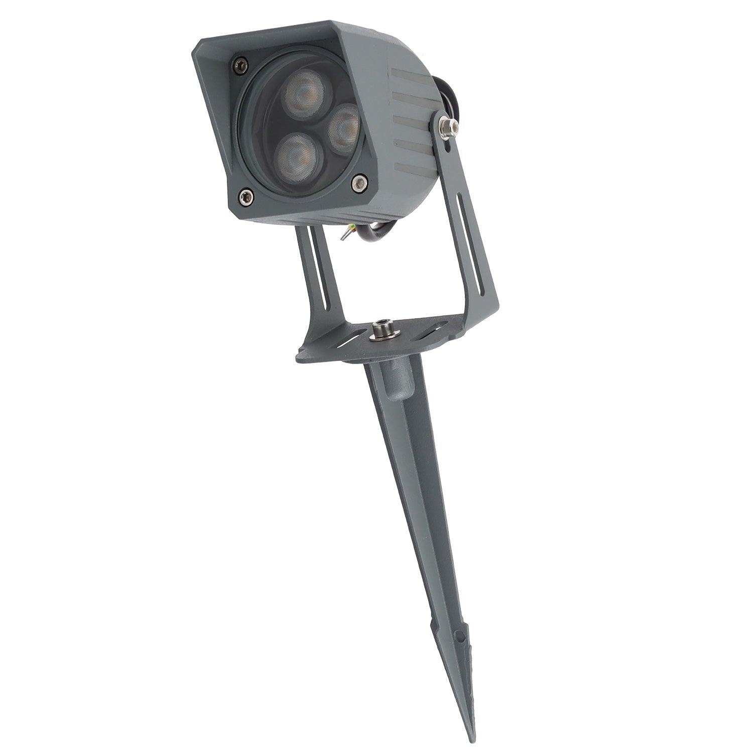 Refletor LED de 3W IP65 2700K com estaca para jardim, acabamento cinza