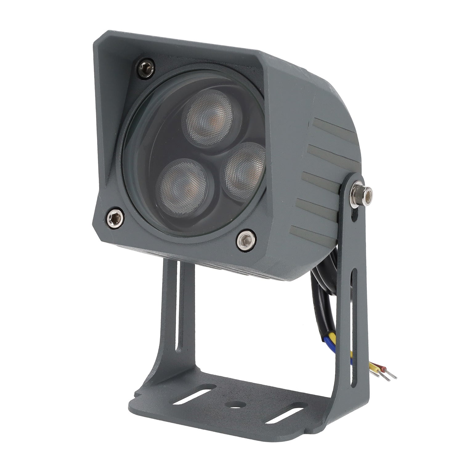 Refletor LED de 3W IP65 2700K com estaca para jardim, acabamento cinza