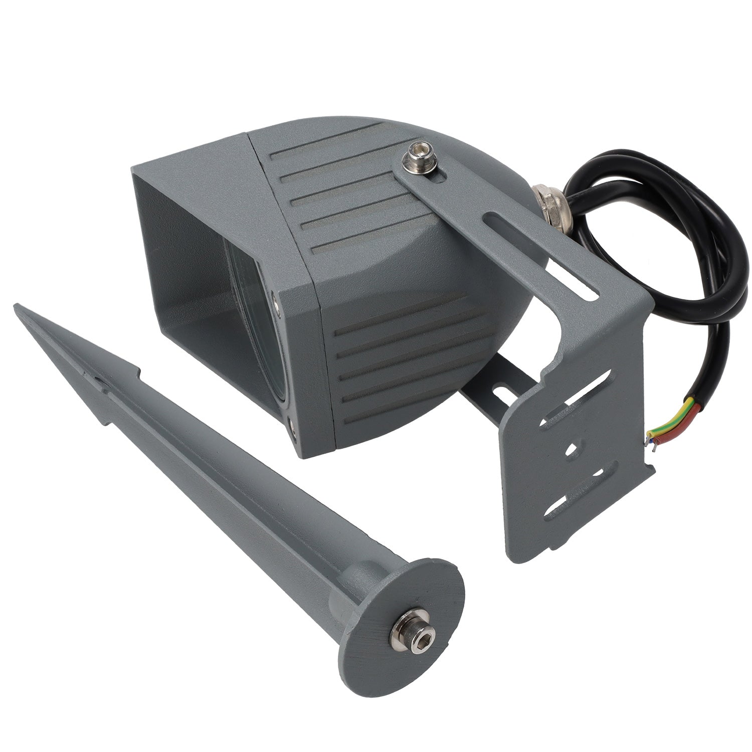 Refletor LED de 3W IP65 2700K com estaca para jardim, acabamento cinza