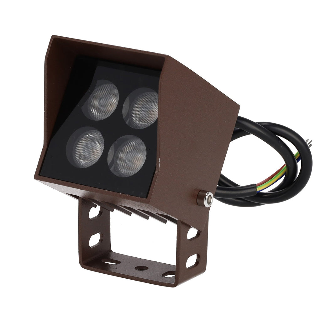 Foco LED con estaca para jardín, 4W, IP65, 2700K, acabado marrón.