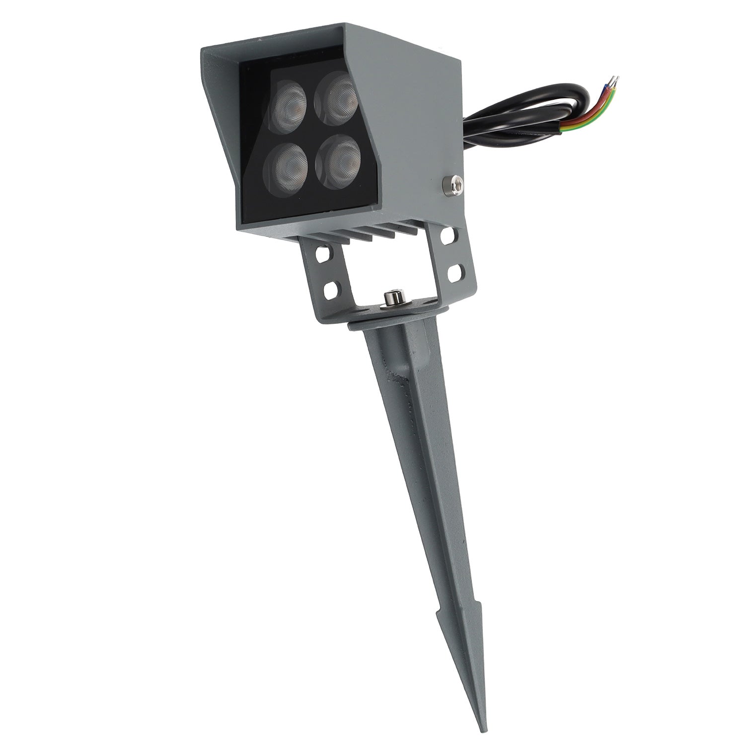 Refletor LED de 4W IP65 2700K com estaca para jardim, acabamento cinza