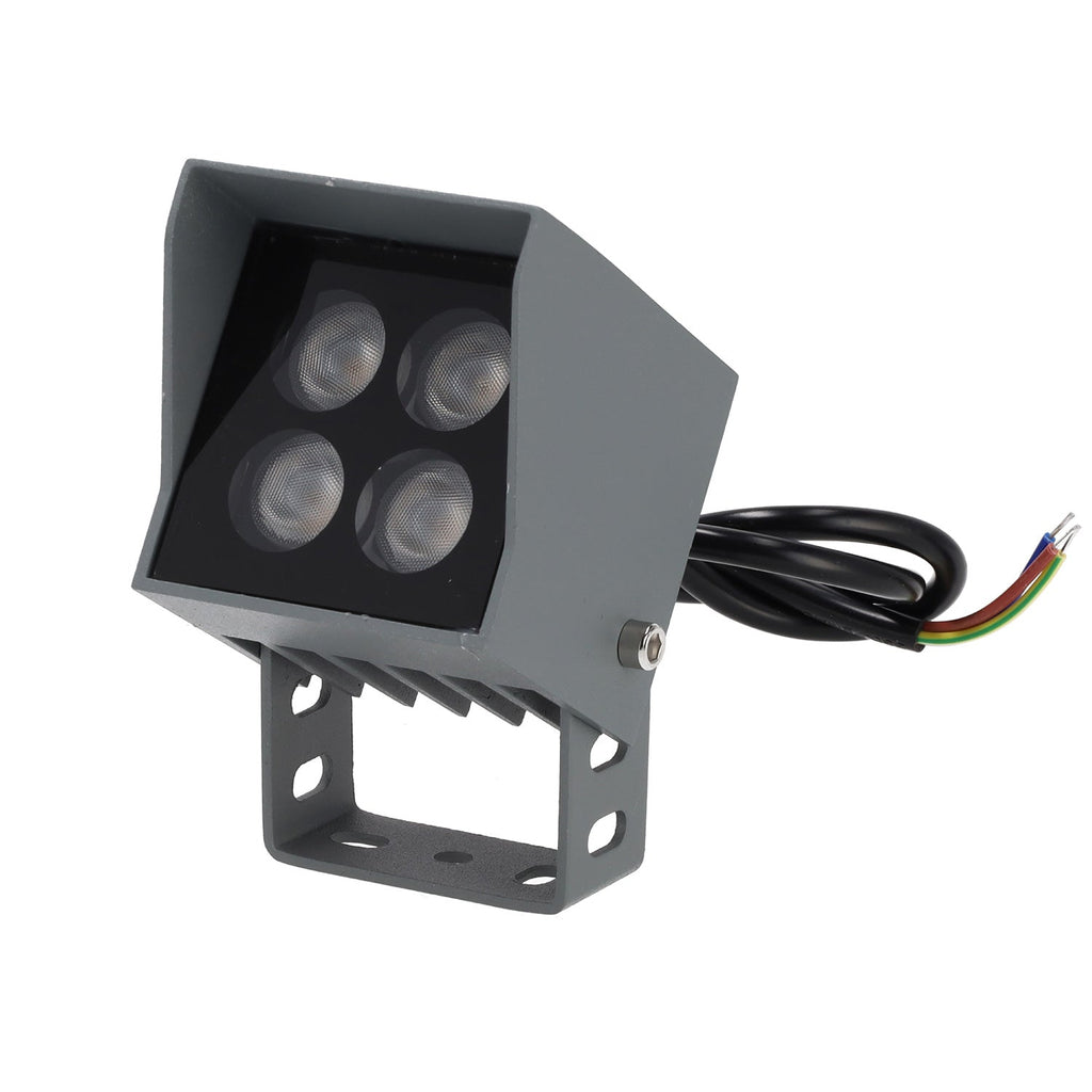 Refletor LED de 4W IP65 2700K com estaca para jardim, acabamento cinza