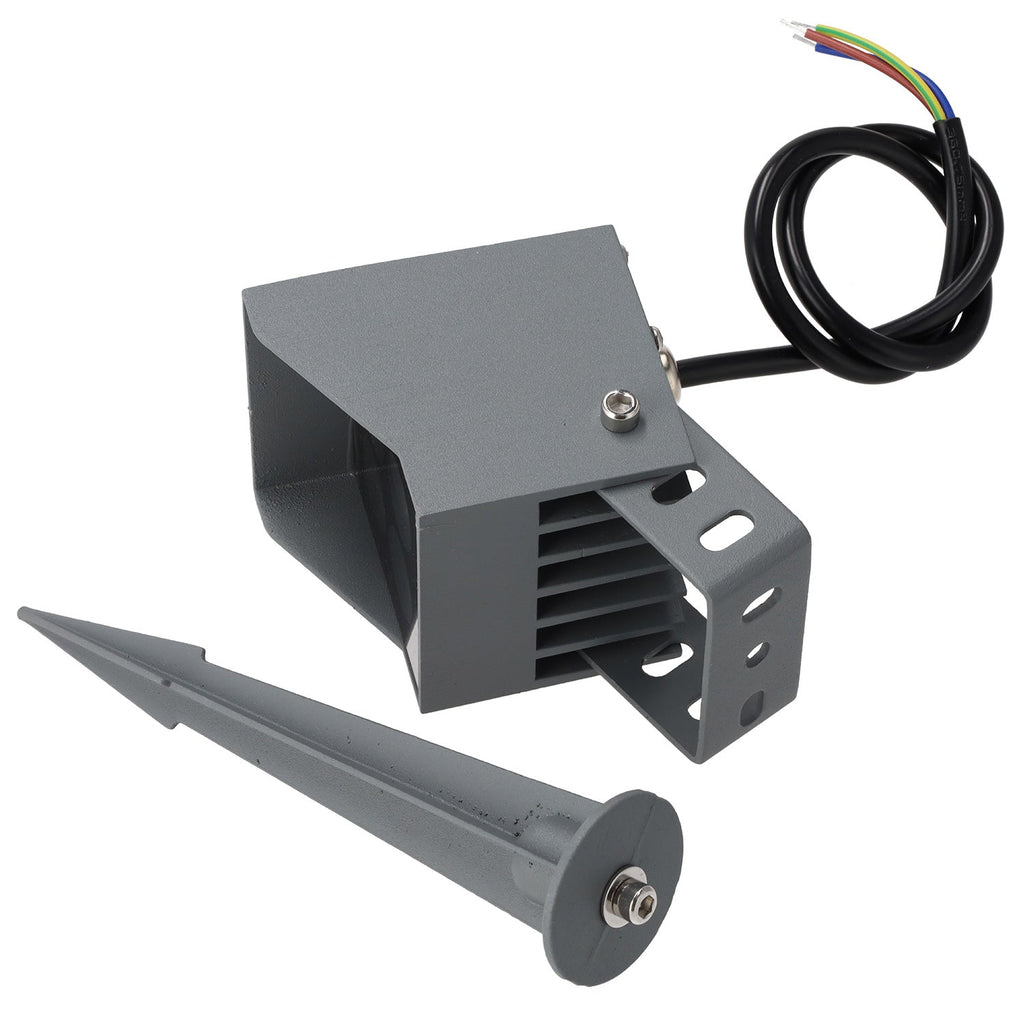 Refletor LED de 4W IP65 2700K com estaca para jardim, acabamento cinza