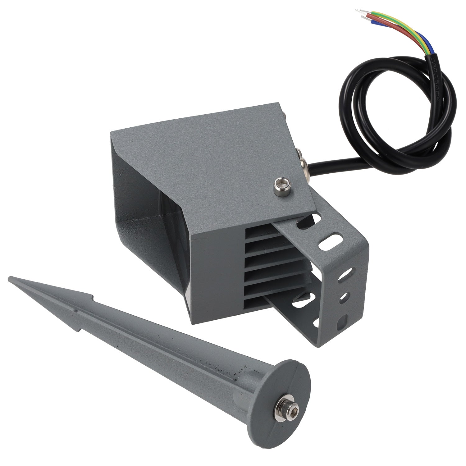 Refletor LED de 4W IP65 2700K com estaca para jardim, acabamento cinza