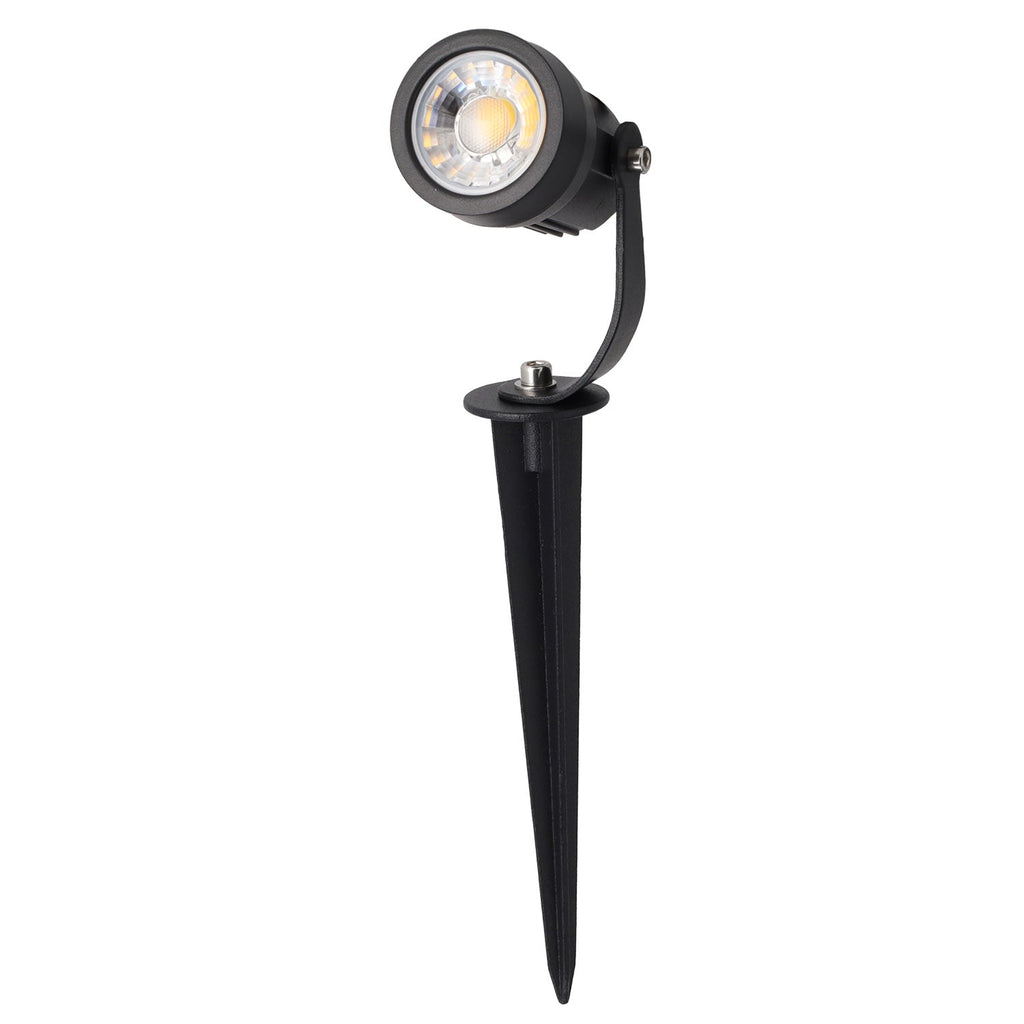 Foco LED com espeto de jardim 5W 60º IP65 3000K Acabamento preto
