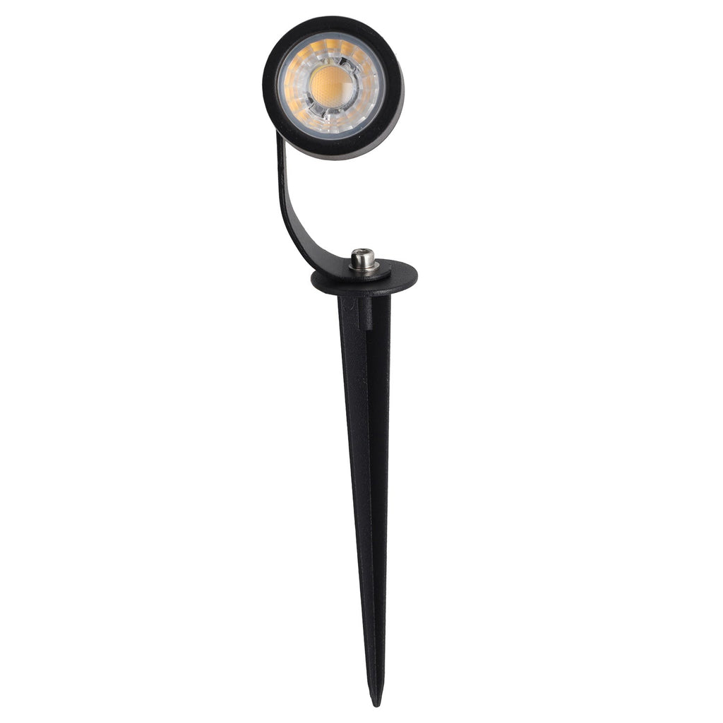 Foco LED com espeto de jardim 5W 60º IP65 3000K Acabamento preto
