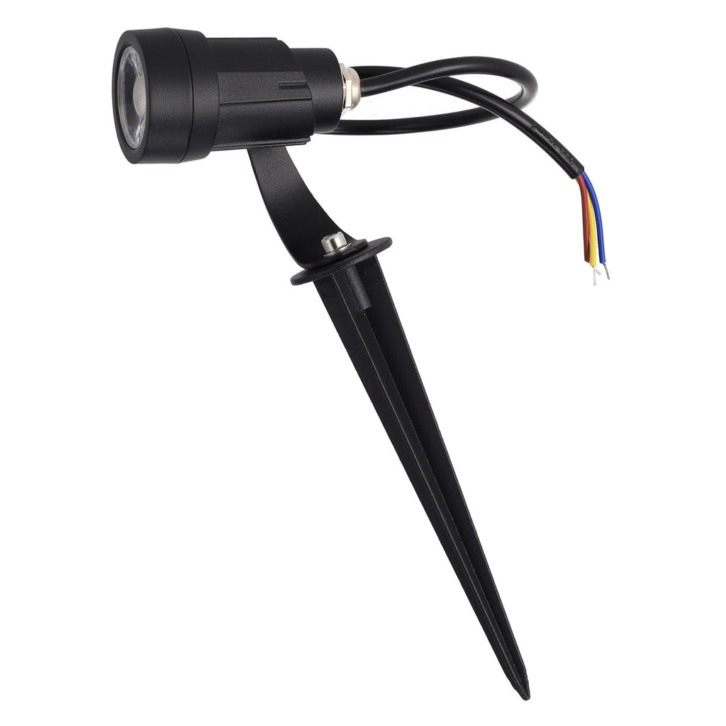 Foco LED com espeto de jardim 5W 60º IP65 3000K Acabamento preto