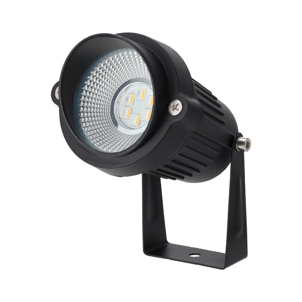 Foco LED com espeto de jardim 5W 60º IP65 RGBW Acabamento preto com controle remoto