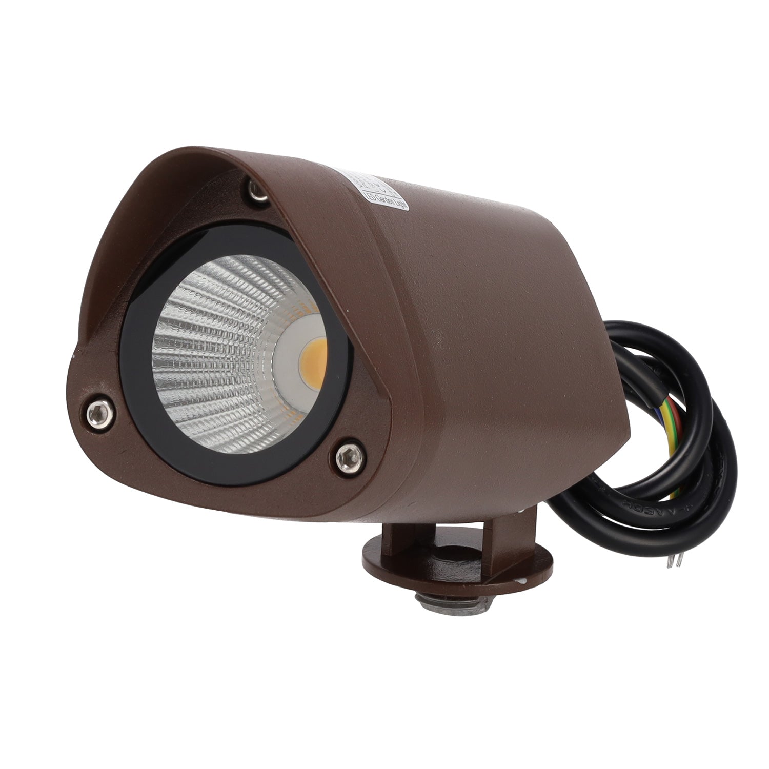 Foco LED con estaca para jardín, 7W, IP65, 2700K, acabado marrón.