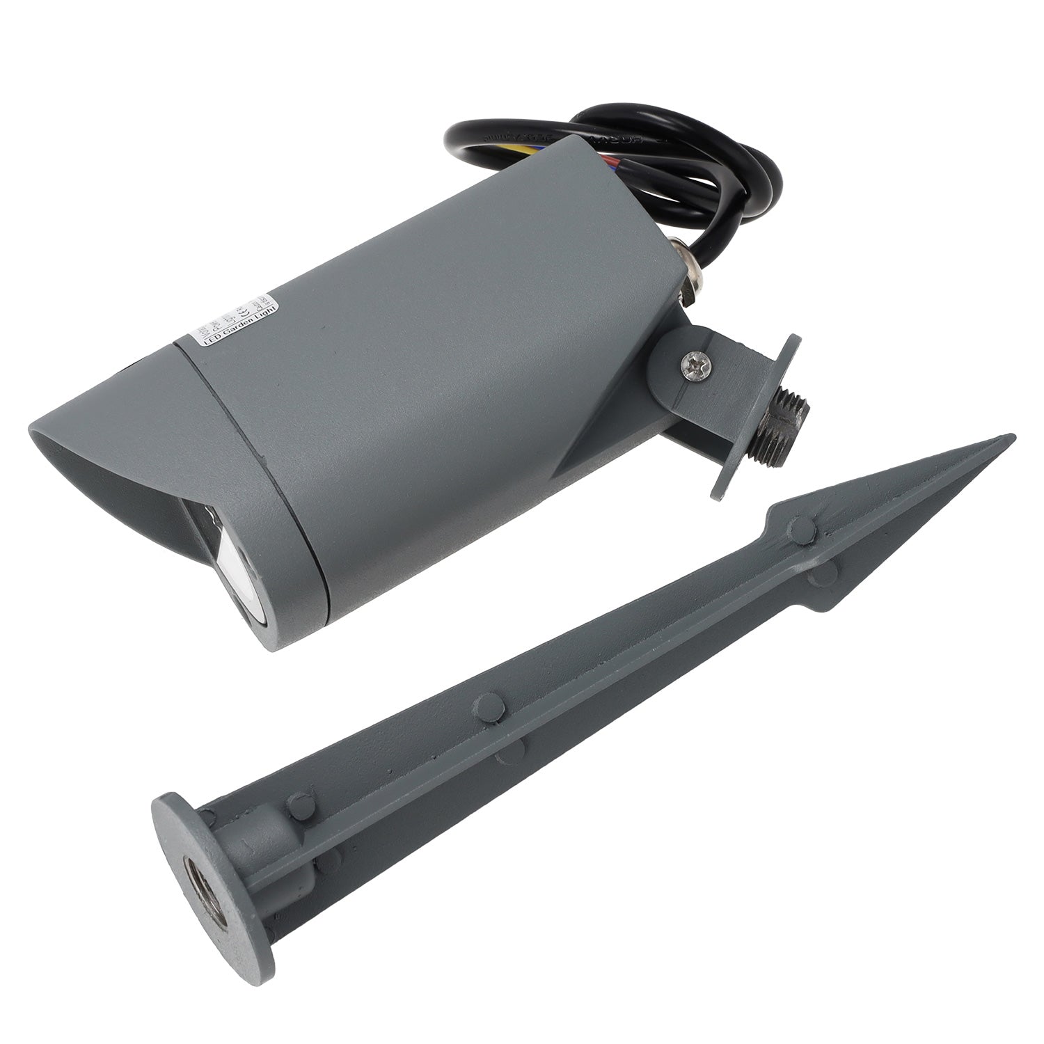 Refletor LED de 7W IP65 2700K com estaca para jardim, acabamento cinza