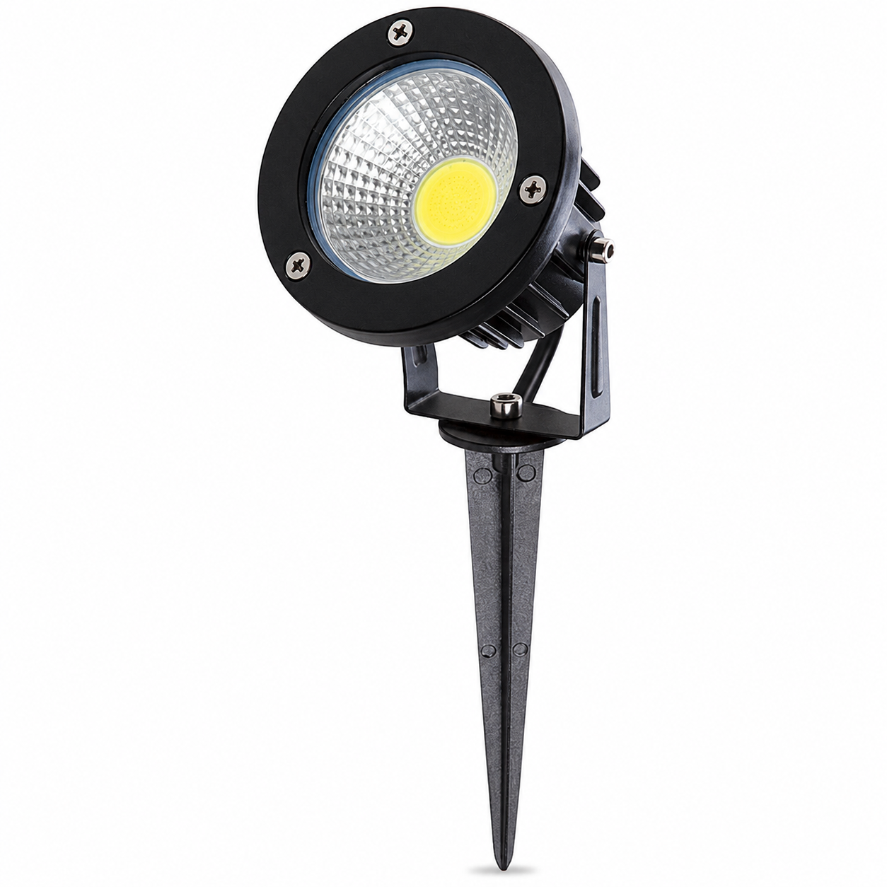 Foco de jardim LED COB de 18W, 1620lm, 2700K, com ponta, 40.000H, acabamento preto