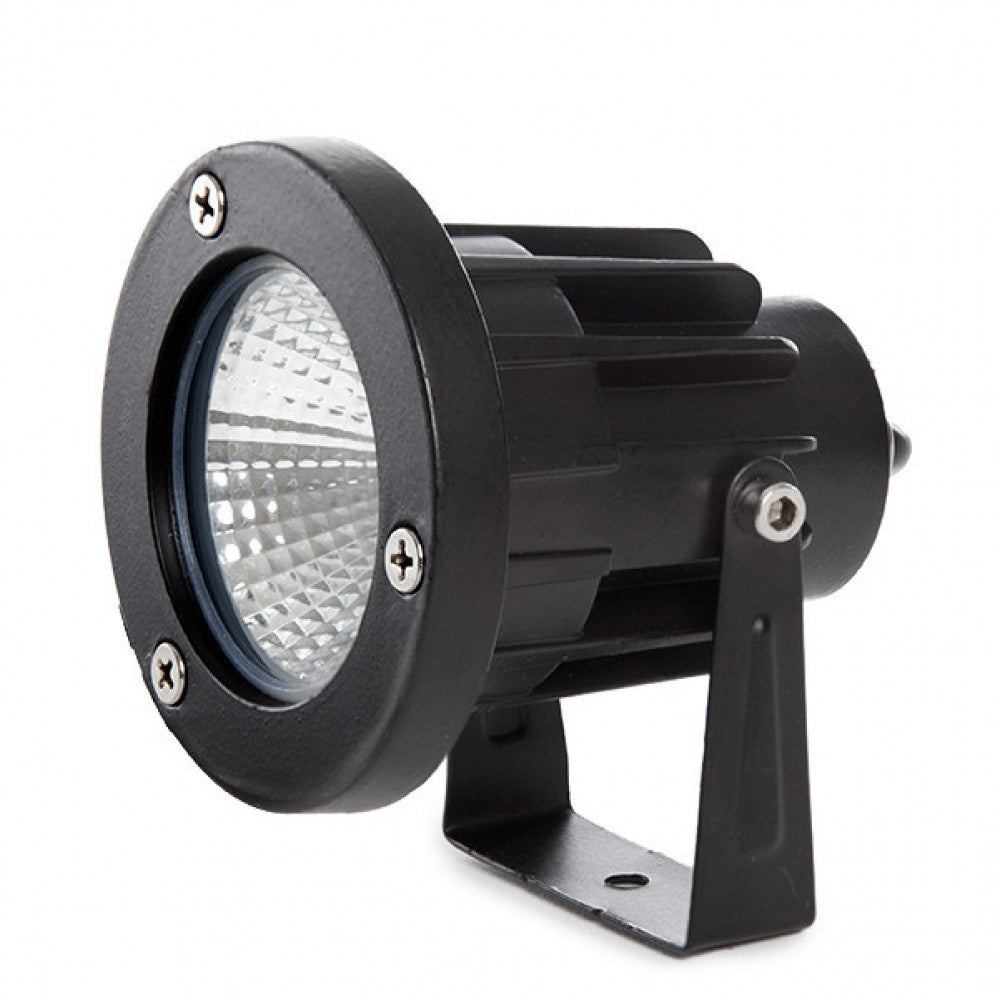 Foco de jardim LED COB de 18W, 1620lm, 2700K, com ponta, 40.000H, acabamento preto
