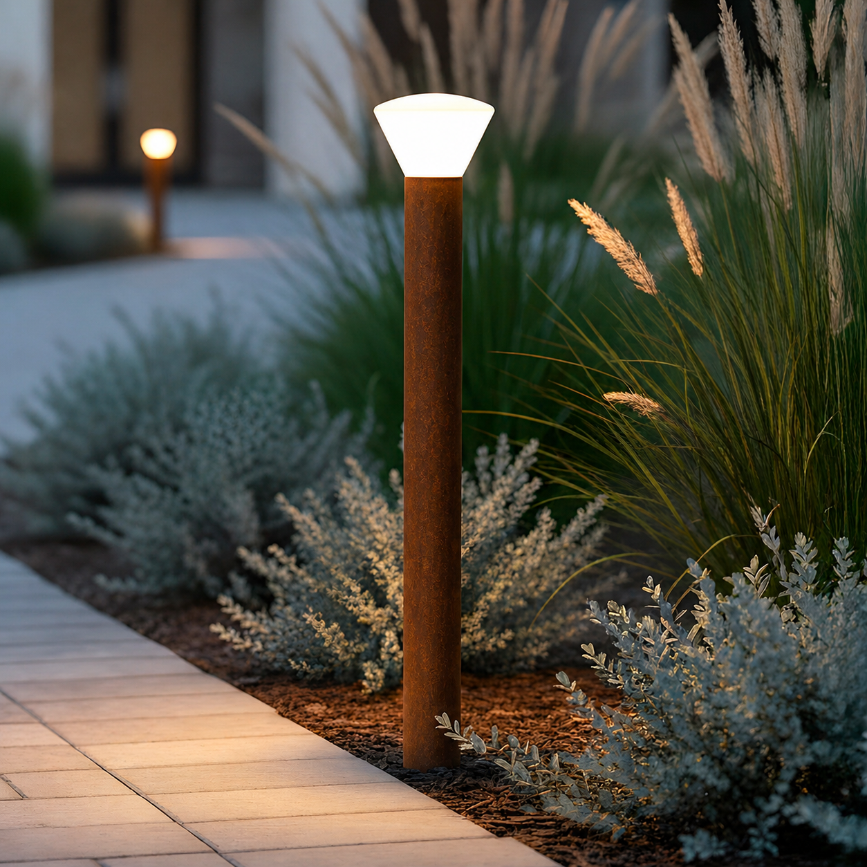 Sinalizador LED Externo "Digos" 100cm 5W 220VAC 3000ºK Marrom Óxido