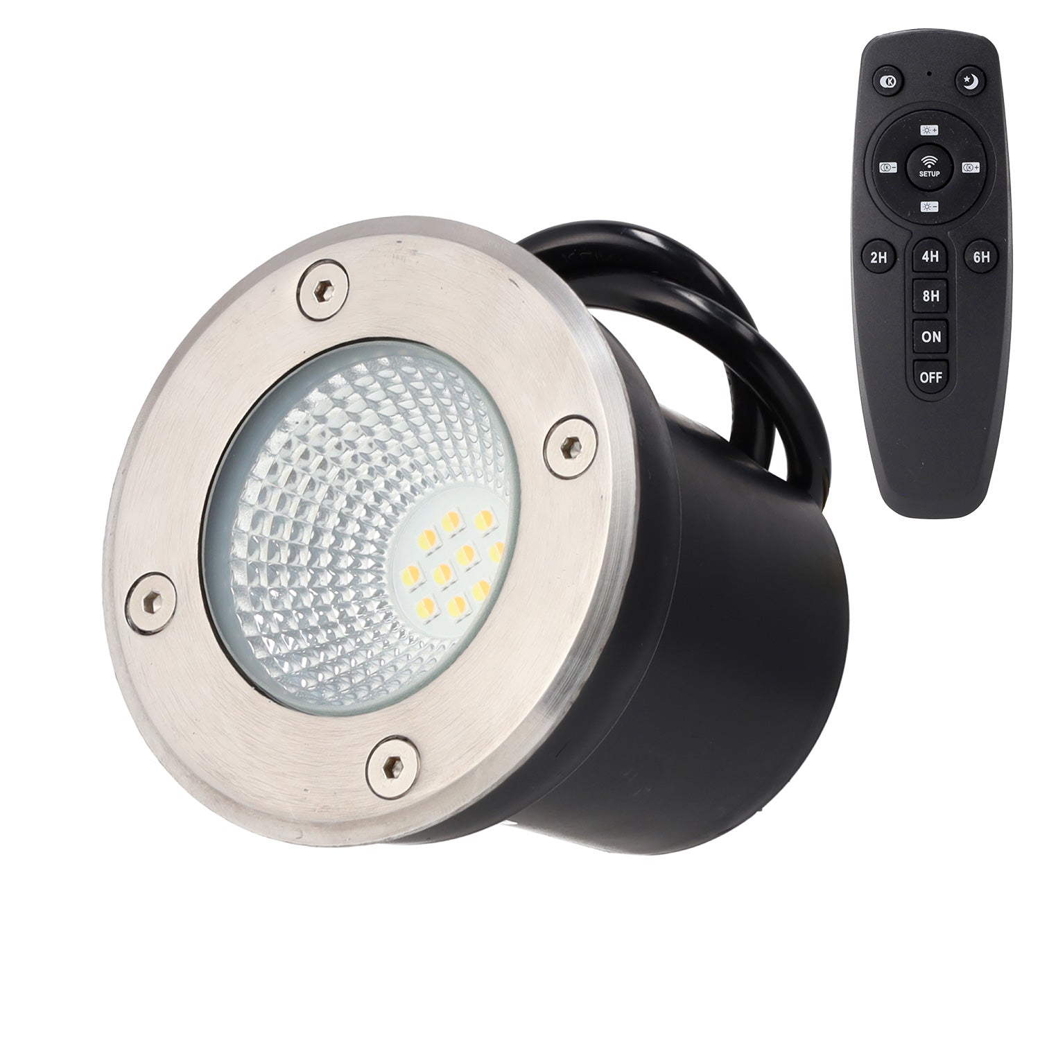 Refletor LED embutido de 5W para jardim, IP65, CCT (cor da luz ajustável), controle remoto.