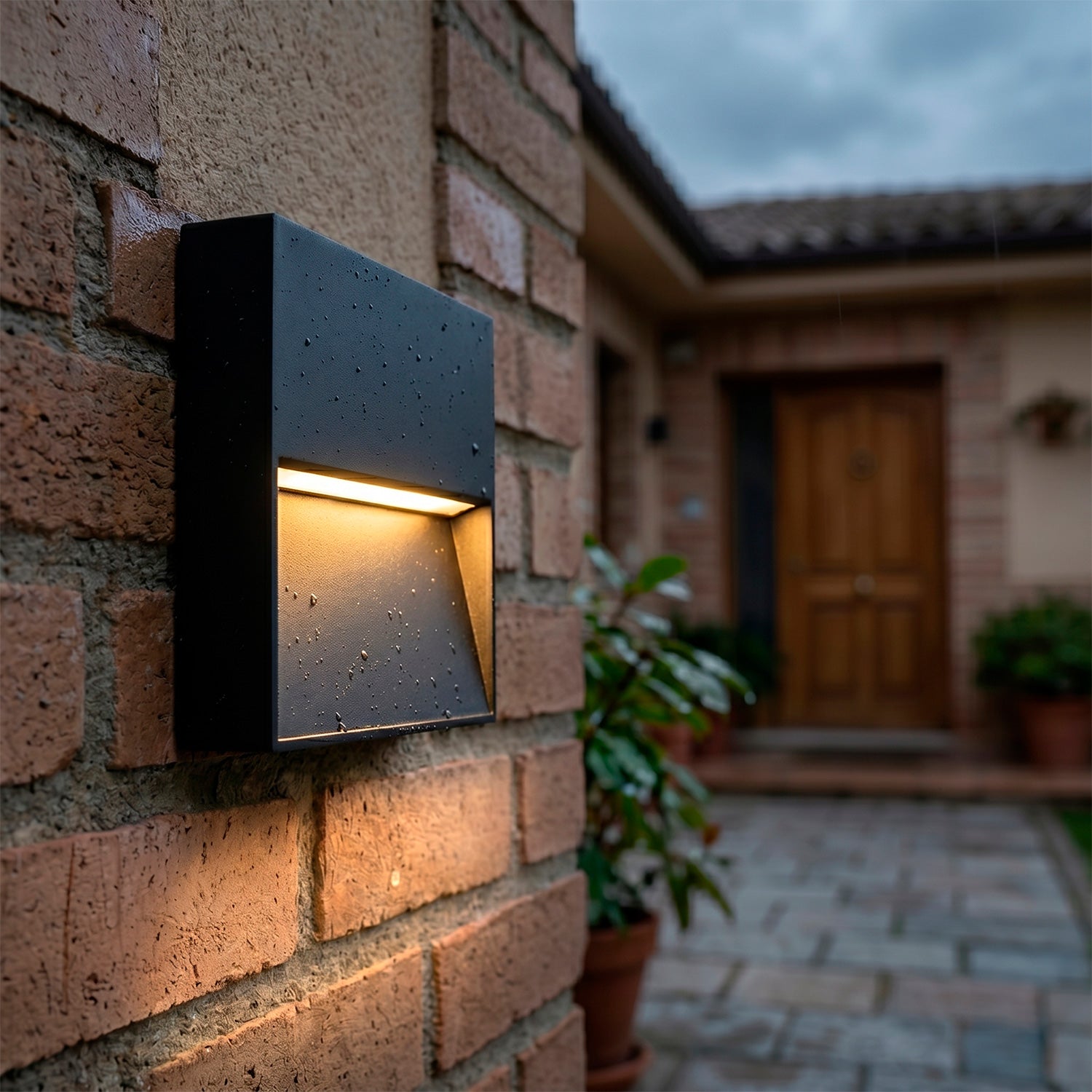 Luminária de parede exterior LED retangular de 7 W, IP54, 2700 K