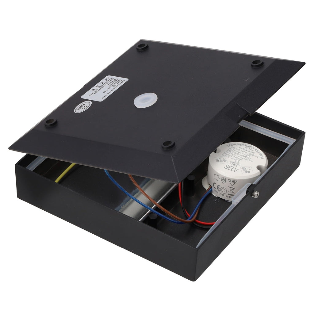 Luminária de parede exterior LED retangular de 7 W, IP54, 2700 K