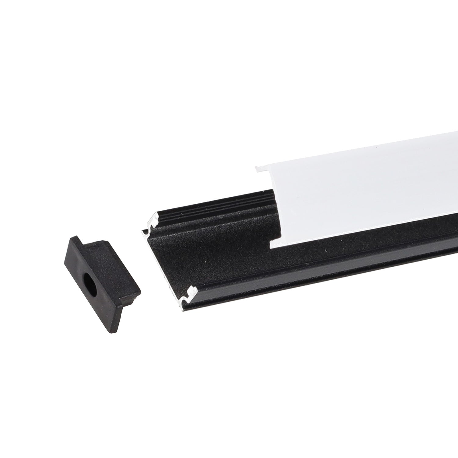 Perfil de alumínio preto para faixa de LED - difusor de opala