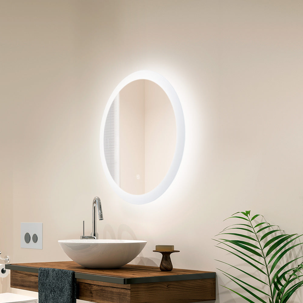Espelho Banheiro Iluminado LED 15W 4200ºk Ø60Cm Interruptor Tátil Regulável 40.000H [Sun-Syj-16308]