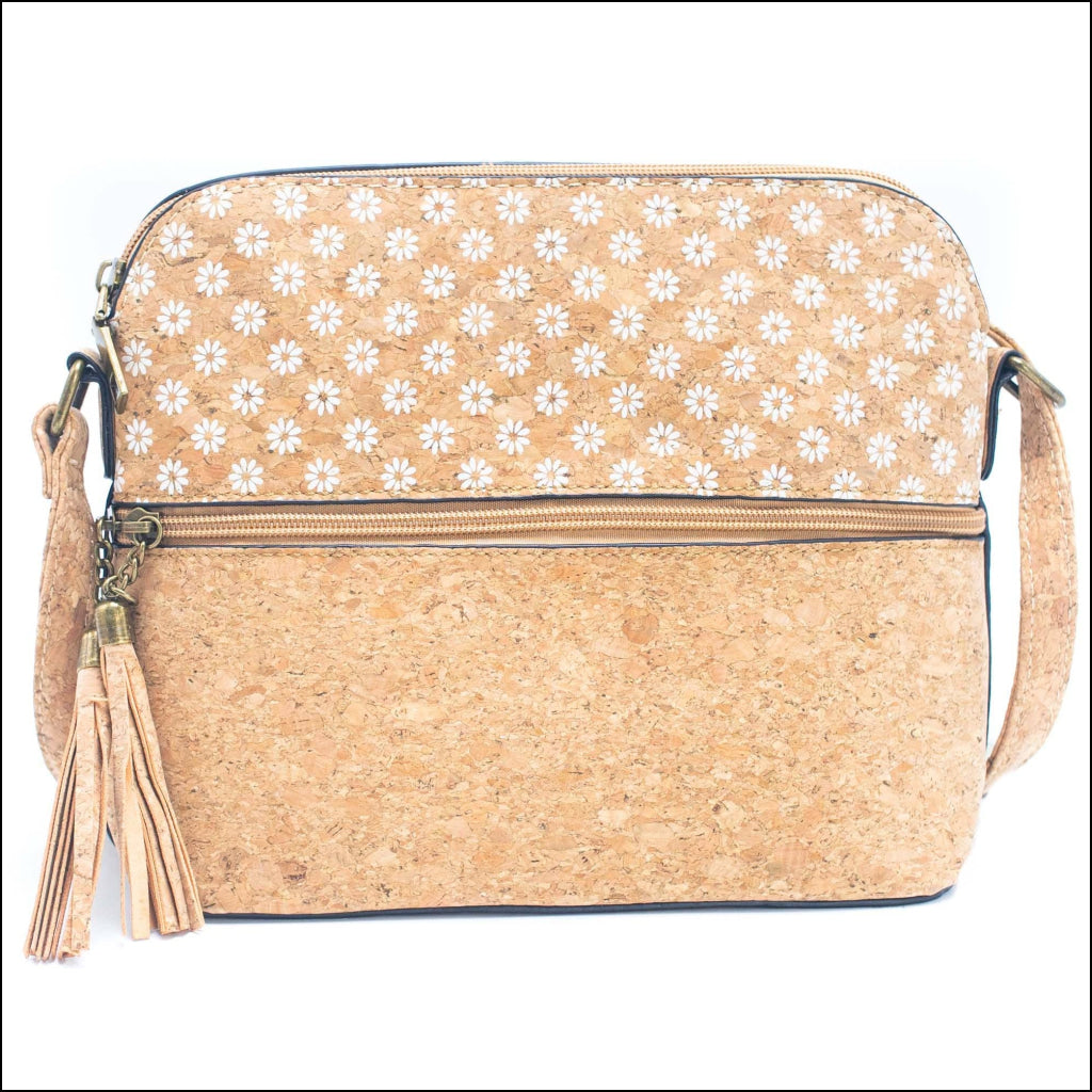 Tassel Zip Pocket Women's Natural Cork Crossbody Bag BAG-2218