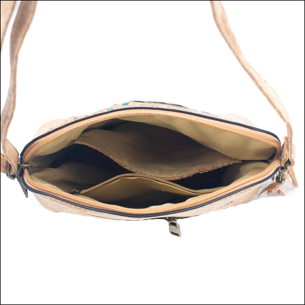 Tassel Zip Pocket Women's Natural Cork Crossbody Bag BAG-2218