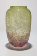 Vaso em Vidro Verde e Rosa com Efeito Espuma