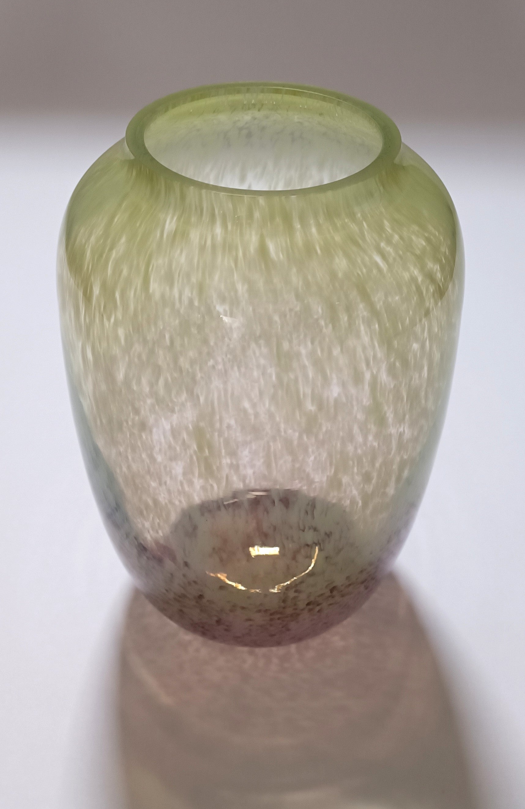 Vaso em Vidro Verde e Rosa com Efeito Espuma