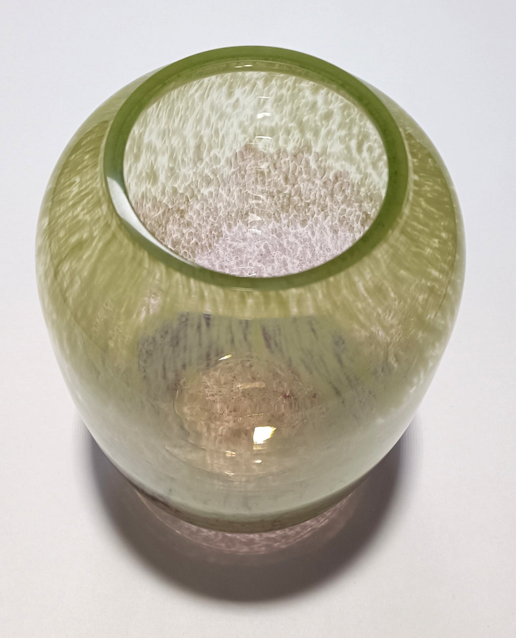 Vaso em Vidro Verde e Rosa com Efeito Espuma