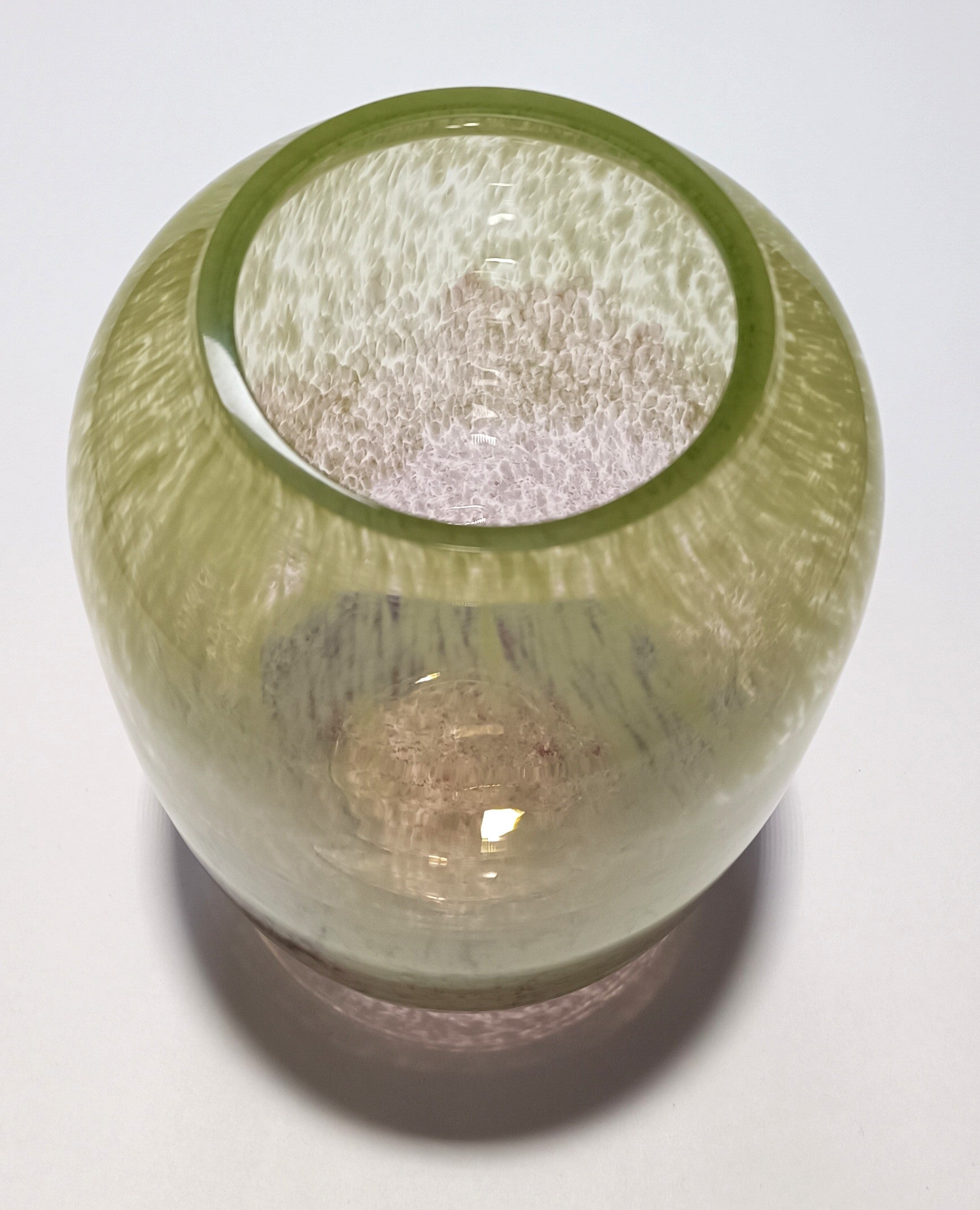 Vaso em Vidro Verde e Rosa com Efeito Espuma