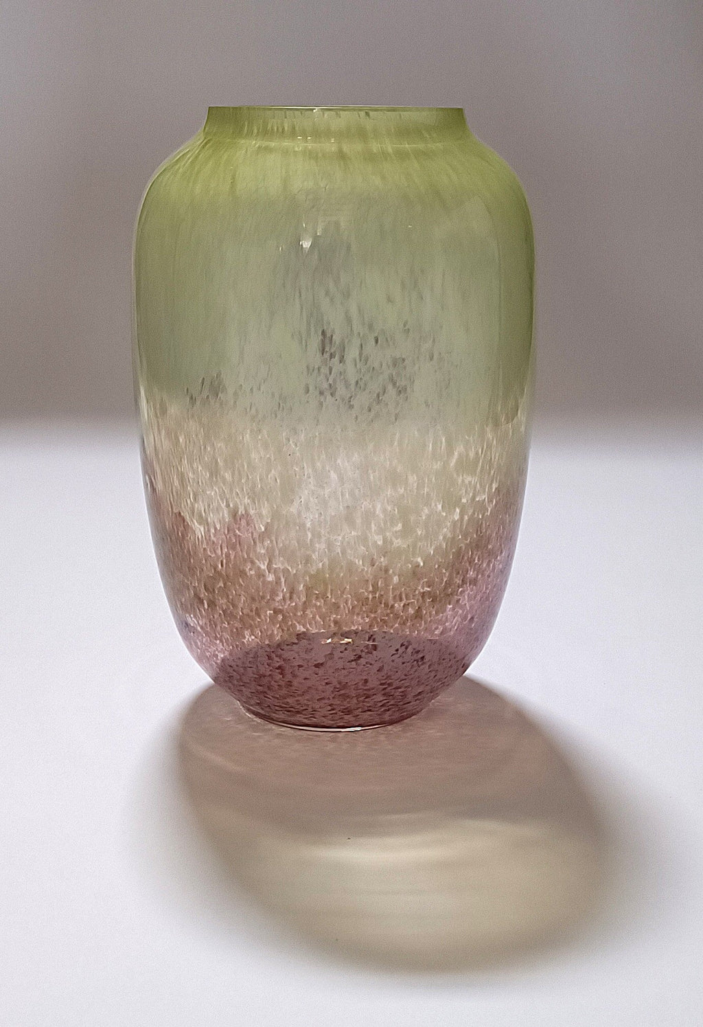 Vaso em Vidro Verde e Rosa com Efeito Espuma