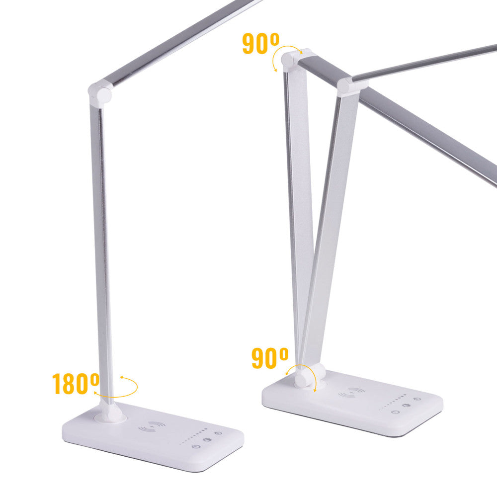 Luminária de mesa LED com carregador de celular sem fio 6W 420Lm CCT (tom de luz regulável)