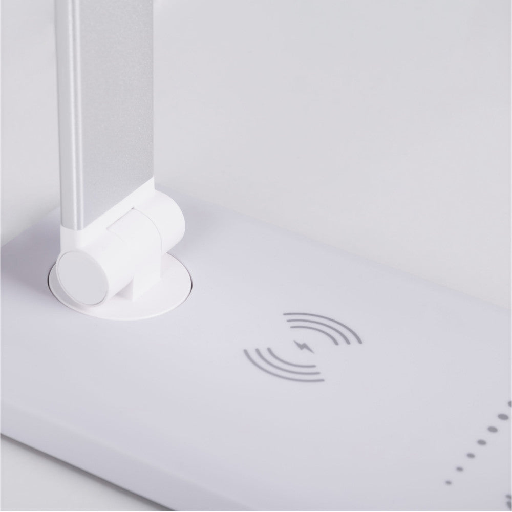 Luminária de mesa LED com carregador de celular sem fio 6W 420Lm CCT (tom de luz regulável)