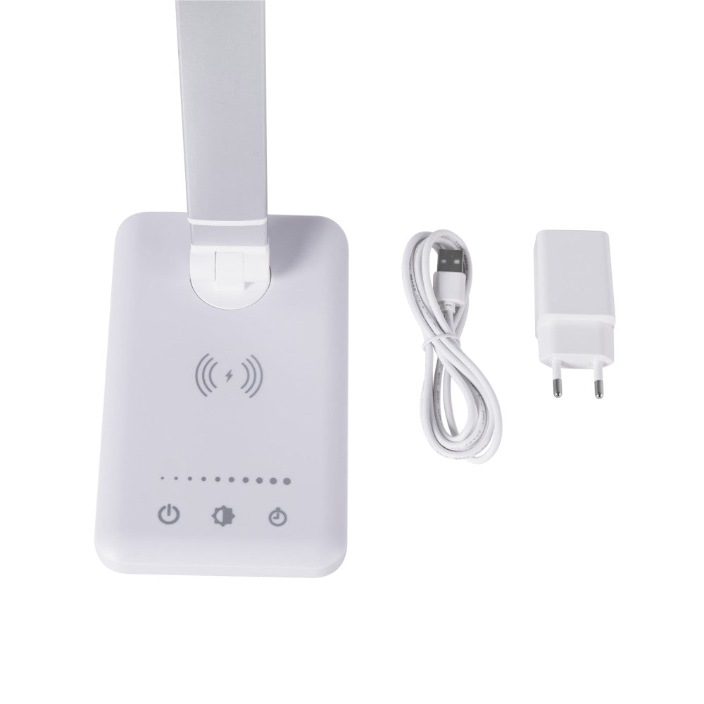 Luminária de mesa LED com carregador de celular sem fio 6W 420Lm CCT (tom de luz regulável)