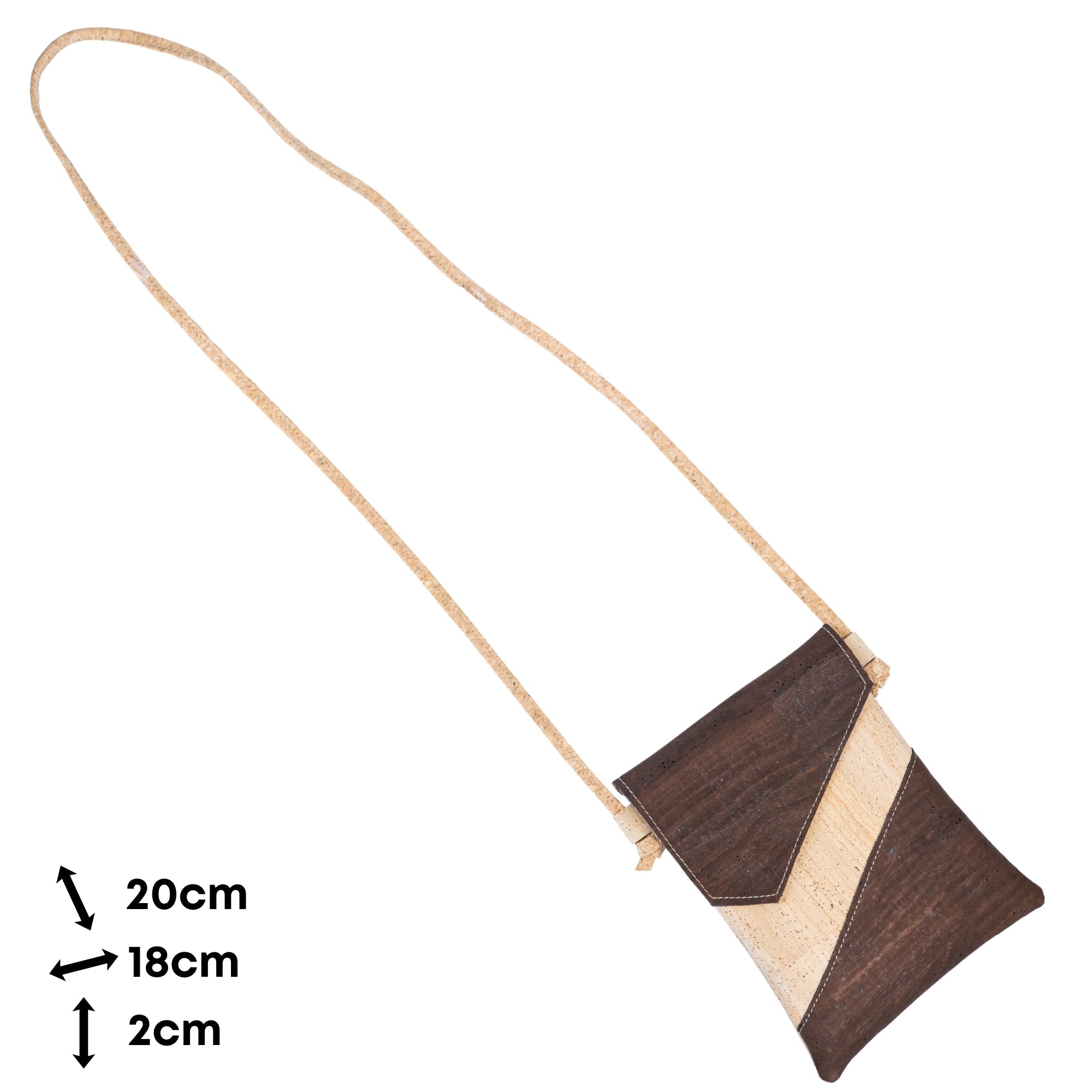 Cork Crossbody Bag with Geometric Color Block - Vegan Leather Shoulder Purse
