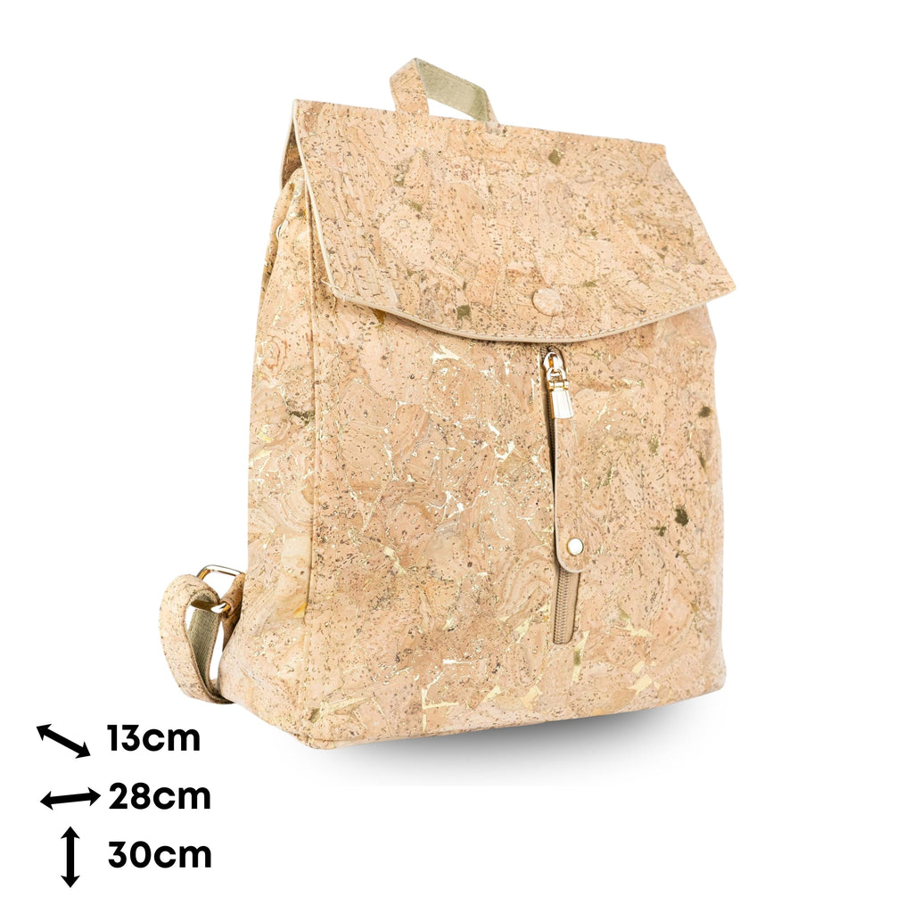 Mochila de Corcho con Detalles Dorados – Bolso Vegano Ecológico BAG-2096