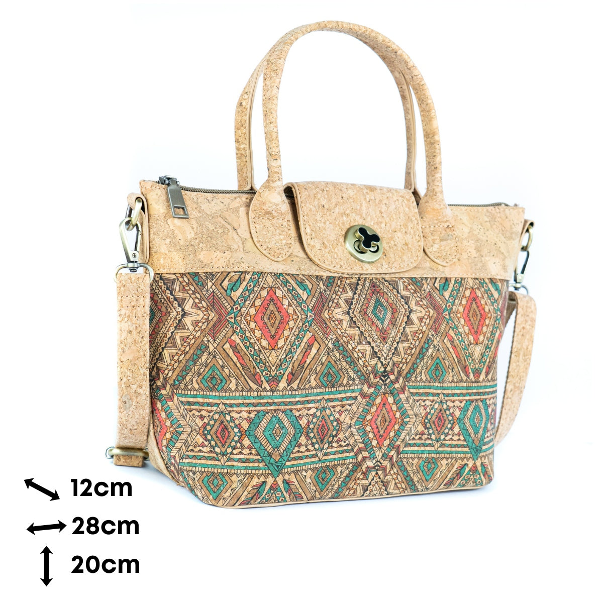 Korkhandtasche – Fliesen- und Blumenmuster BAGD-611