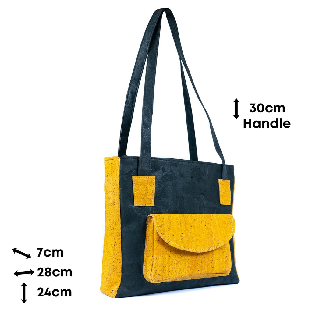 Bolso de corcho para mujer – Bolso de mano de dos tonos con bolsillo delantero BAGP-310