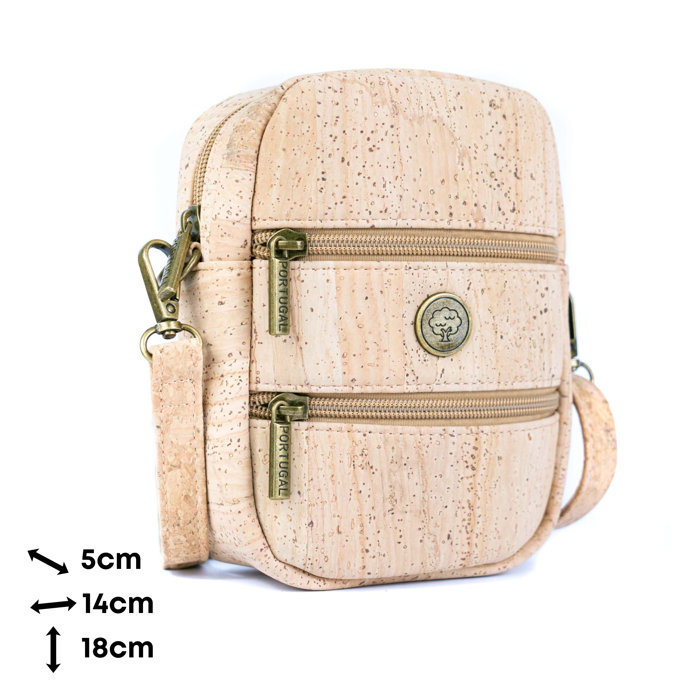 Bolso Cruzado para Teléfono de Corcho – Bandolera Vegana con Doble Cremallera BAG-2361